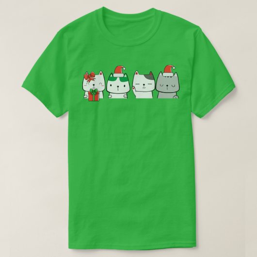 Kat Kawaii Cat Kerstmis Santa Hat Kittens T-shirt (Design voorkant)