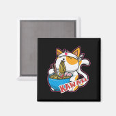 kat kawaii die ramen eet retro Japane Magneet (Voorkant / Achterkant)