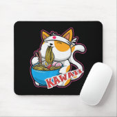  kat kawaii die ramen eet retro Japane Muismat (Met muis)