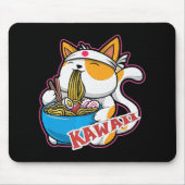  kat kawaii die ramen eet retro Japane Muismat (Voorkant)