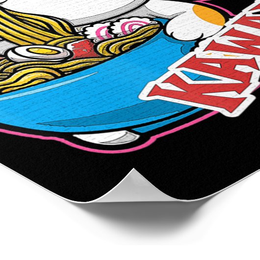 kat kawaii die ramen eet retro Japane Poster (Hoek)