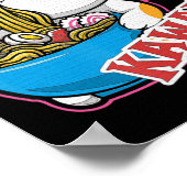 kat kawaii die ramen eet retro Japane Poster (Hoek)