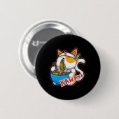  kat kawaii die ramen eet retro Japane Ronde Button 5,7 Cm (Voorkant /achterkant)