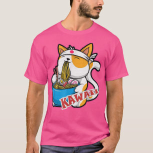  kat kawaii die ramen eet retro Japane T-shirt