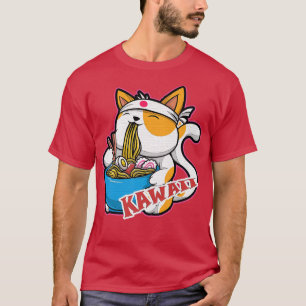  kat kawaii die ramen eet retro Japane T-shirt