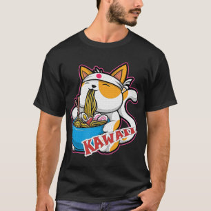  kat kawaii die ramen eet retro Japane T-shirt
