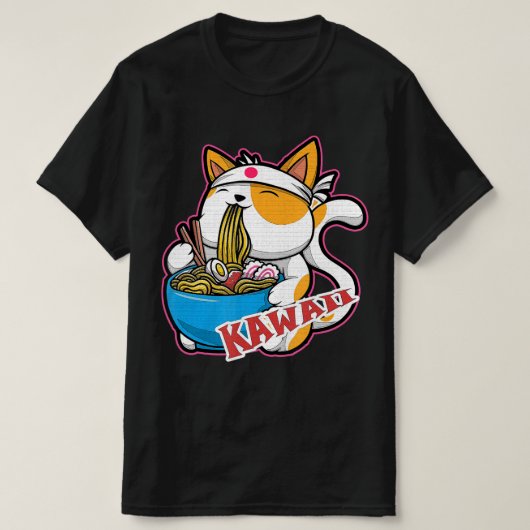  kat kawaii die ramen eet retro Japane T-shirt (Design voorkant)