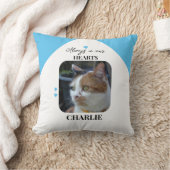 Kat Keepsake Pet 2 foto's Memorial blauw Kussen (Deken)