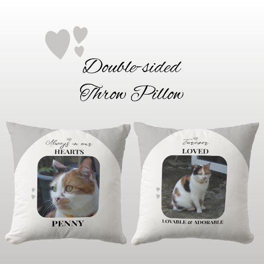 Kat Keepsake Pet 2 foto's Memorial grijs Kussen