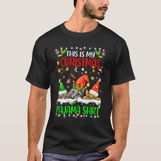 Kat kerst 2022 Dit Is Mijn Kerst Pyjama T-shirt (Voorkant)