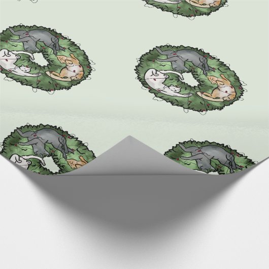 Kat kerst cadeaupapier (Hoek)