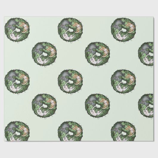 Kat kerst cadeaupapier (Vlak)