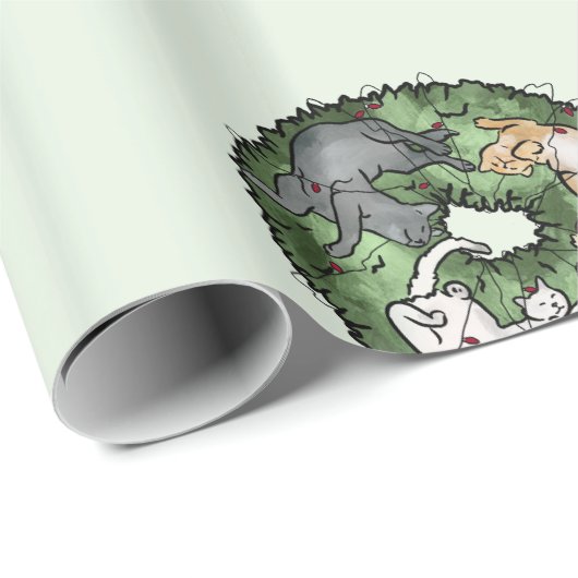 Kat kerst cadeaupapier (Rol Hoek)