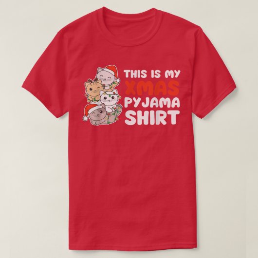 Kat kerst Dit is mijn kerstpajama T-shirt (Design voorkant)