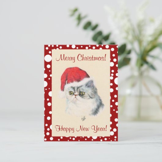 Kat kerst feestdagenkaart (Staand voorkant)