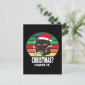 Kat kerst feestdagenkaart (Staand voorkant)