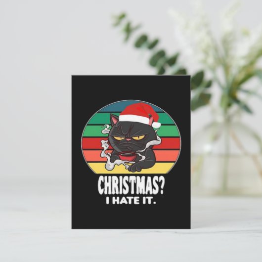 Kat kerst feestdagenkaart (Staand voorkant)