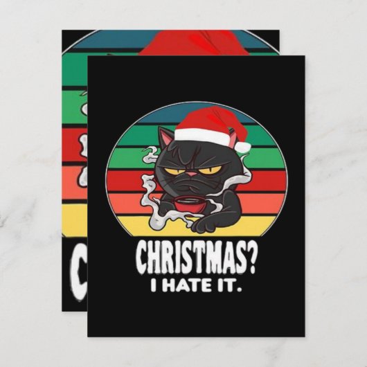 Kat kerst feestdagenkaart (Voorkant / Achterkant)