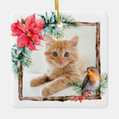 Kat Kerst Foto Keramisch Ornament (Voorkant)