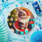 Kat kerst geschilderd papieren bordje (Feest)