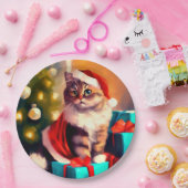 Kat kerst geschilderd papieren bordje (Feest)