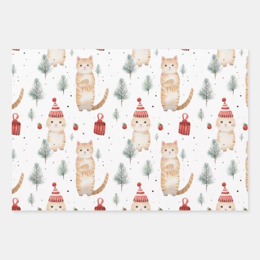 Kat kerst inpakpapier vel (Voorkant 2)