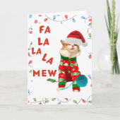 Kat Kerst Kaart Fa la la Mew (Voorkant)