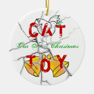 Kat kerst keramisch ornament