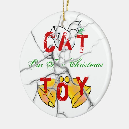 Kat kerst keramisch ornament (Links)