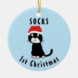 Kat kerst keramisch ornament