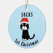 Kat kerst keramisch ornament (Links)