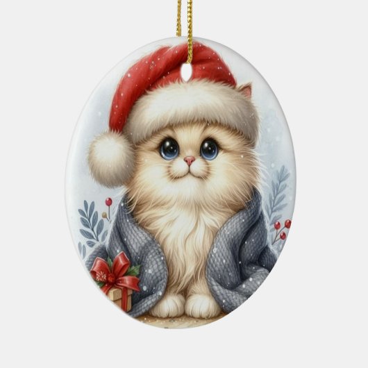 Kat kerst keramisch ornament (Rechts)