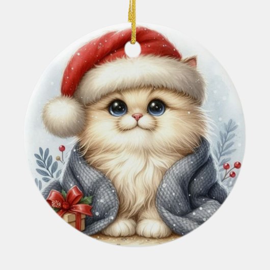 Kat kerst keramisch ornament (Achterkant)