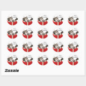 Kat kerst knuffel ronde sticker (Vel)