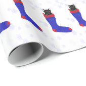 Kat Kerst Kous Sneeuwvlokken Wrapping Papier (Rol Hoek)
