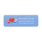 Kat Kerst Mos Blauw Sneeuw Kerstmis Retouradres Etiket (Voorkant)