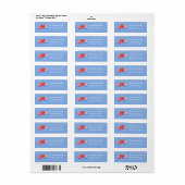 Kat Kerst Mos Blauw Sneeuw Kerstmis Retouradres Etiket (Full Sheet)