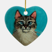 Kat Kerst of Valentijn met een hartvorm Keramisch Ornament (Achterkant)