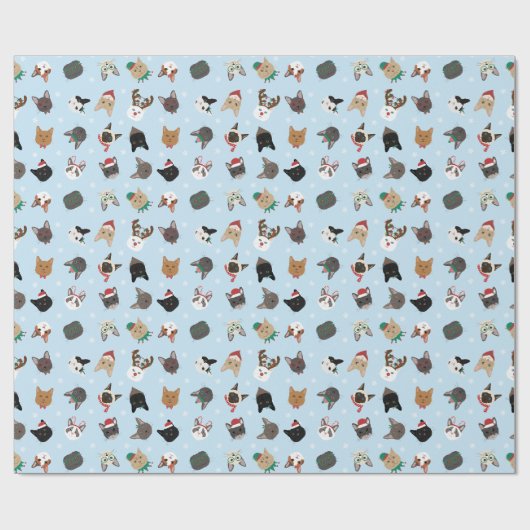 Kat Kerst Patroon Cadeaupapier (Vlak)