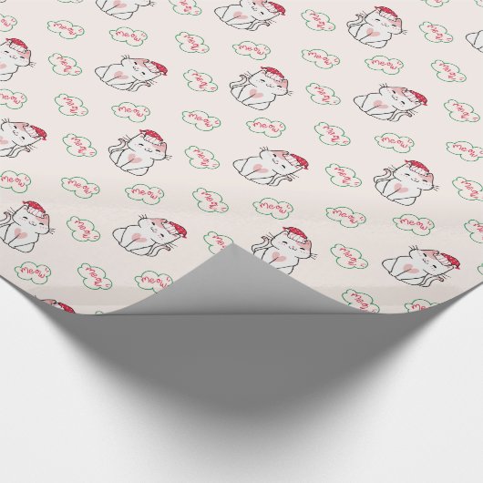 Kat Kerst Patroon Cadeaupapier (Hoek)