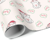 Kat Kerst Patroon Cadeaupapier (Rol Hoek)