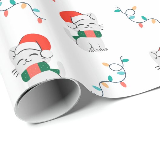 Kat Kerst Patroon Cadeaupapier (Rol Hoek)