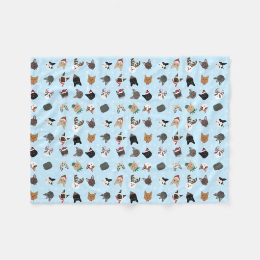 Kat Kerst Patroon Fleece Deken (Voorkant (Horizontaal))