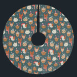 Kat Kerst Patroon Kerstboom Rok<br><div class="desc">Schattigee kerstboomrok met illustratie van katten die winterse accessoires dragen.</div>