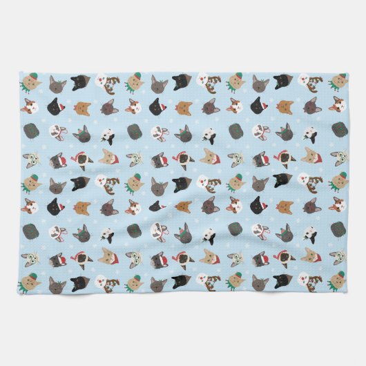 Kat Kerst Patroon Theedoek (Horizontaal)