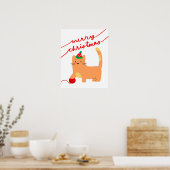 Kat Kerst Poster, Kitten Xmas Print, Feestelijk Poster (Keuken)