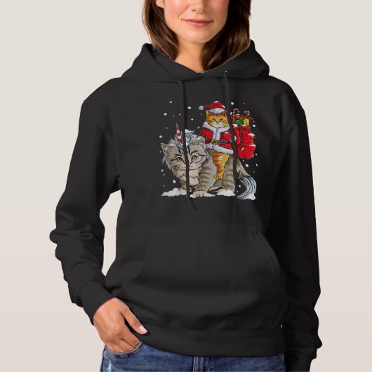 Kat Kerst T-shirt Santa Caticorn Meowy Xmas (Voorkant)
