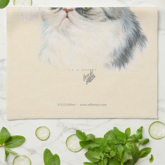 Kat kerst theedoek (Gevouwen)