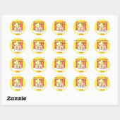 Kat kerst uit deur, persoonlijke naam ronde sticker (Vel)