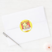 Kat kerst uit deur, persoonlijke naam ronde sticker (Envelop)